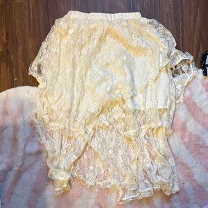 SHEIN Cream Lace Detail Skirt